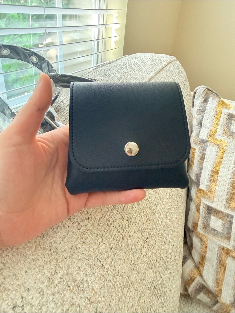 Black Crossbody Chain Bag with Silver Hardware - Picture 7 of 11